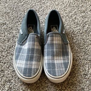 Plaid vans platform slip-ons